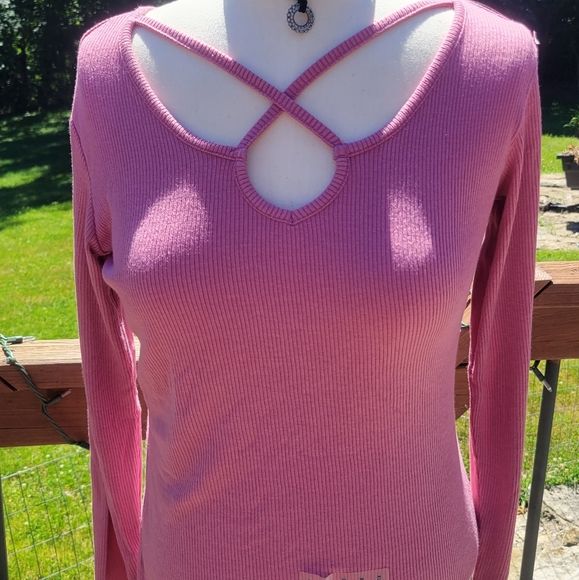 Arizona Jean's Cross Neck, long sleeve top Size XL - Picture 1 of 7